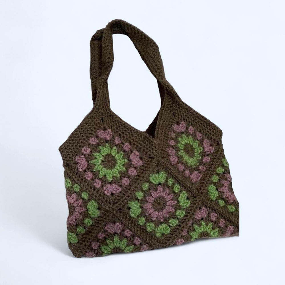 Handcrafted Crochet Purse - Brown, Green, and Pink